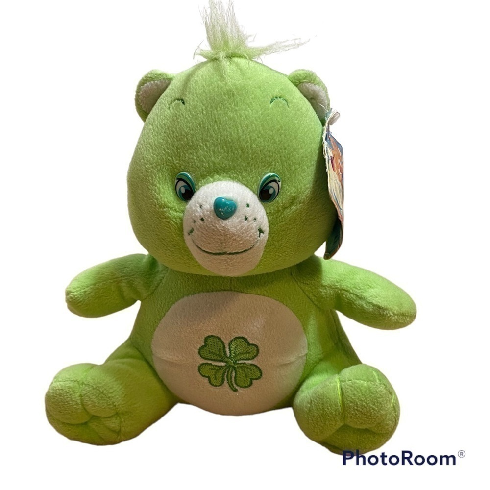 Vintage Care Bear Good Luck Plush Stuffed Animal NWT Green